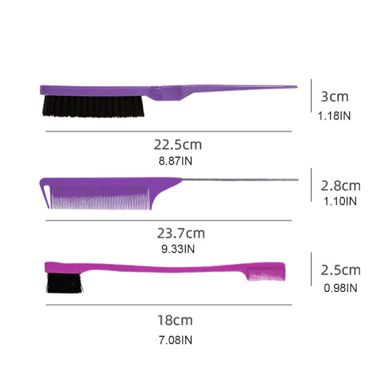 3 Pieces Hair Styling Comb Set Teasing Hair Brush Rat Pin Tail